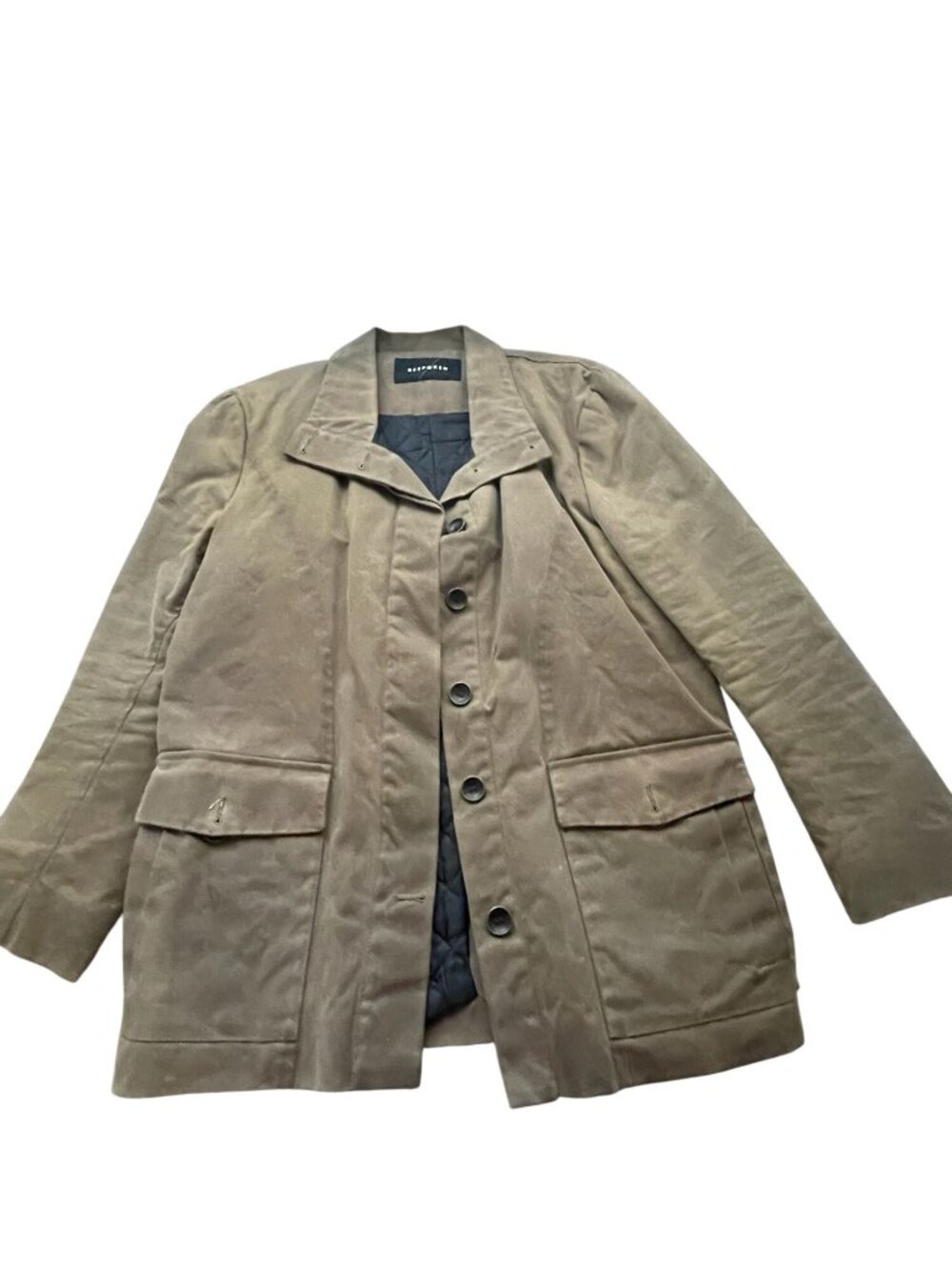Bespoken Rugged Brown Quilted-Lined Cotton Jacket With Button Front & Pockets Me